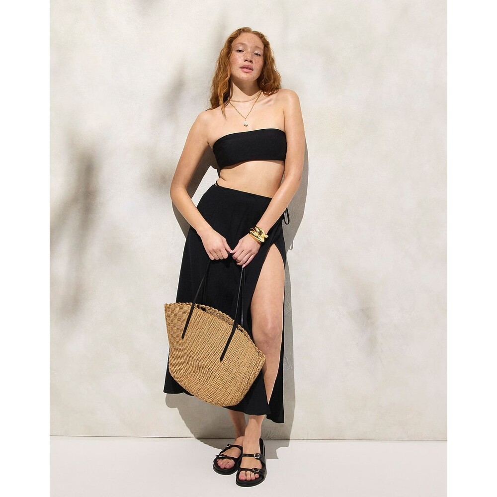 J.CREW Bandeau Bikini Top In Classic Sculpt M Black Removable Pads NWT B72